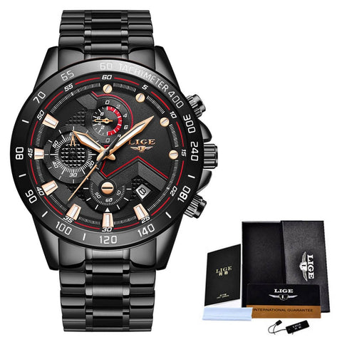 Image of 2019 LIGE New Blue Fashion Business Clock Mens Watches Top Brand Luxury All Steel Waterproof Quartz Gold Watch Relogio Masculino