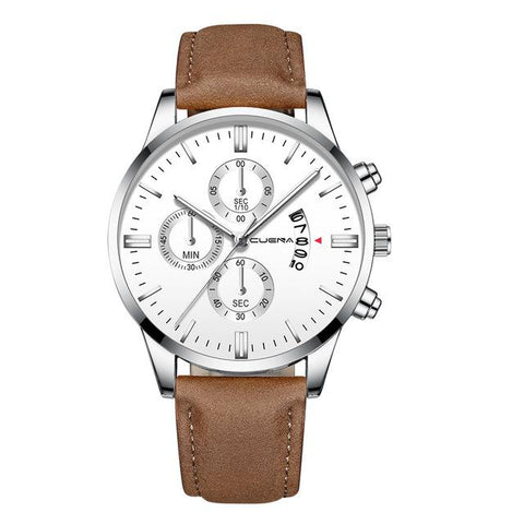 Image of 2019 relogio masculino watches men fashion Sport box stainless steel leather band watch Quartz business wristwatch reloj hombre