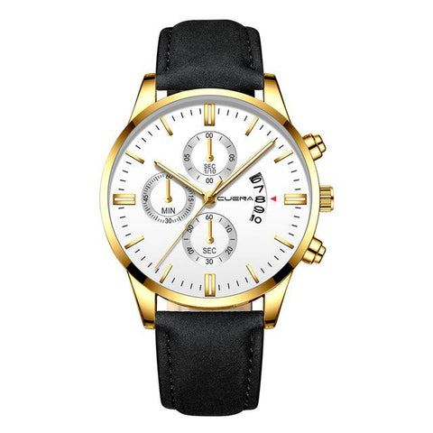 Image of 2019 relogio masculino watches men fashion Sport box stainless steel leather band watch Quartz business wristwatch reloj hombre