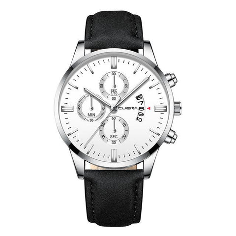 Image of 2019 relogio masculino watches men fashion Sport box stainless steel leather band watch Quartz business wristwatch reloj hombre