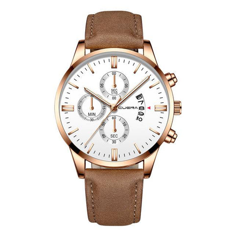 Image of 2019 relogio masculino watches men fashion Sport box stainless steel leather band watch Quartz business wristwatch reloj hombre