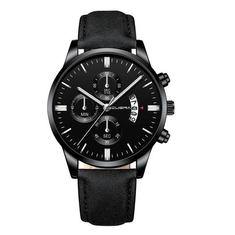 Image of 2019 relogio masculino watches men fashion Sport box stainless steel leather band watch Quartz business wristwatch reloj hombre
