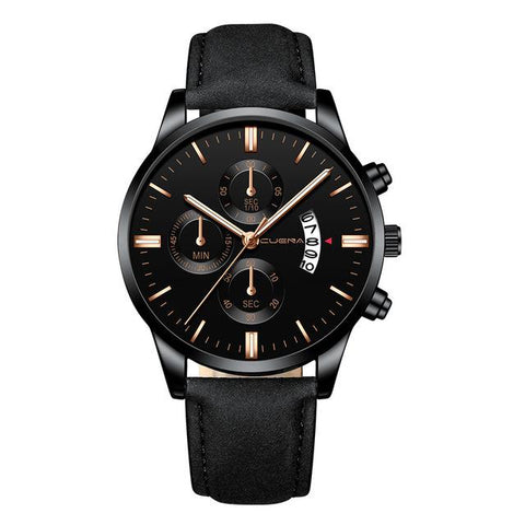 Image of 2019 relogio masculino watches men fashion Sport box stainless steel leather band watch Quartz business wristwatch reloj hombre