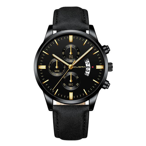 Image of 2019 relogio masculino watches men fashion Sport box stainless steel leather band watch Quartz business wristwatch reloj hombre