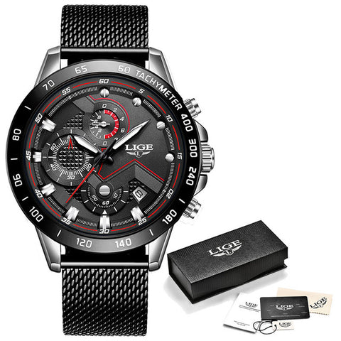 Image of 2019 New LIGE Blue Casual Mesh Belt Fashion Quartz Gold Watch Mens Watches Top Brand Luxury Waterproof Clock Relogio Masculino