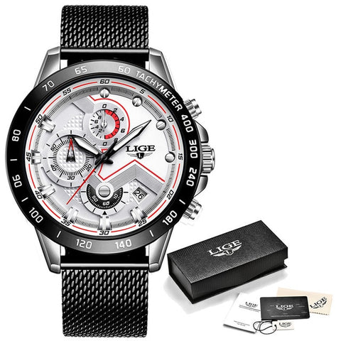 Image of 2019 New LIGE Blue Casual Mesh Belt Fashion Quartz Gold Watch Mens Watches Top Brand Luxury Waterproof Clock Relogio Masculino