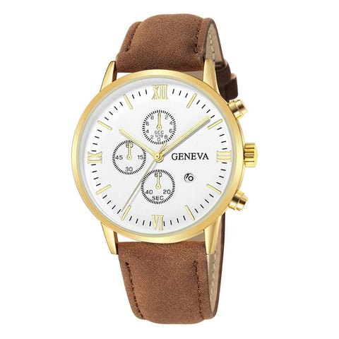 Image of Fashion Geneva Men Date Alloy Case Synthetic Leather Analog Quartz Sport Watch Male Clock Top Brand Luxury Relogio Masculino D30