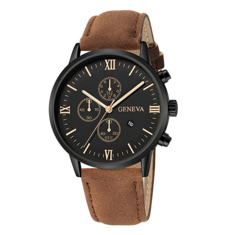 Image of Fashion Geneva Men Date Alloy Case Synthetic Leather Analog Quartz Sport Watch Male Clock Top Brand Luxury Relogio Masculino D30
