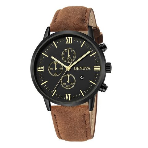 Image of Fashion Geneva Men Date Alloy Case Synthetic Leather Analog Quartz Sport Watch Male Clock Top Brand Luxury Relogio Masculino D30