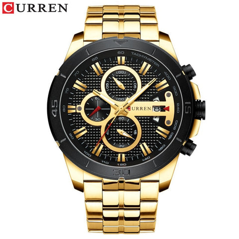 Image of CURREN hommes d'affaires montre de luxe marque en acier inoxydable montre-bracelet chronographe armée militaire Quartz montres Relogio Masculino