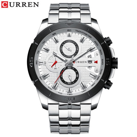 Image of CURREN hommes d'affaires montre de luxe marque en acier inoxydable montre-bracelet chronographe armée militaire Quartz montres Relogio Masculino