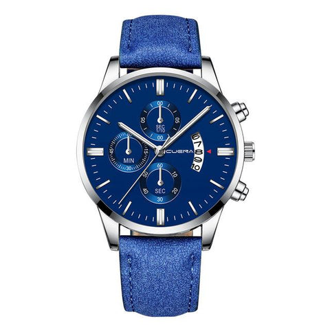 Image of 2019 relogio masculino watches men fashion Sport box stainless steel leather band watch Quartz business wristwatch reloj hombre
