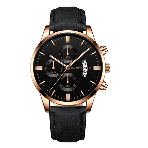 Image of 2019 relogio masculino watches men fashion Sport box stainless steel leather band watch Quartz business wristwatch reloj hombre