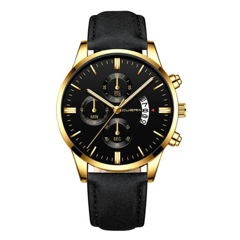 Image of 2019 relogio masculino watches men fashion Sport box stainless steel leather band watch Quartz business wristwatch reloj hombre