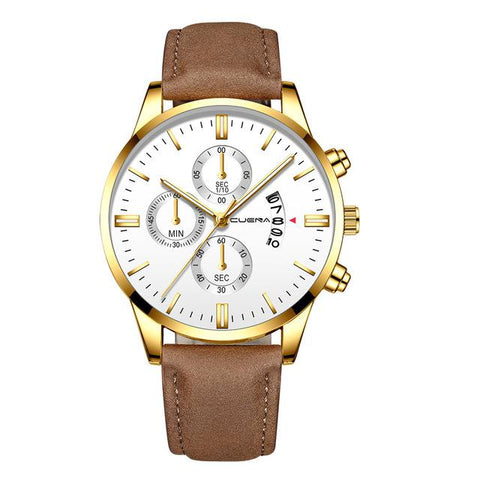 Image of 2019 relogio masculino watches men fashion Sport box stainless steel leather band watch Quartz business wristwatch reloj hombre