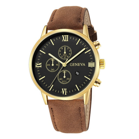 Image of Fashion Geneva Men Date Alloy Case Synthetic Leather Analog Quartz Sport Watch Male Clock Top Brand Luxury Relogio Masculino D30