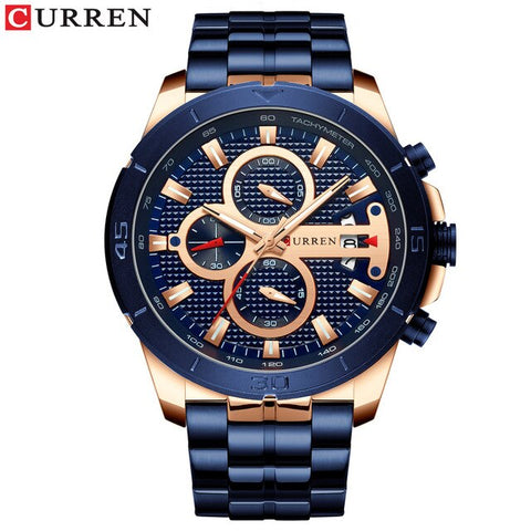 Image of CURREN hommes d'affaires montre de luxe marque en acier inoxydable montre-bracelet chronographe armée militaire Quartz montres Relogio Masculino