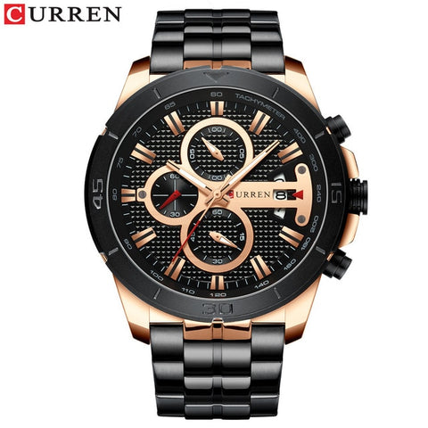 Image of CURREN hommes d'affaires montre de luxe marque en acier inoxydable montre-bracelet chronographe armée militaire Quartz montres Relogio Masculino